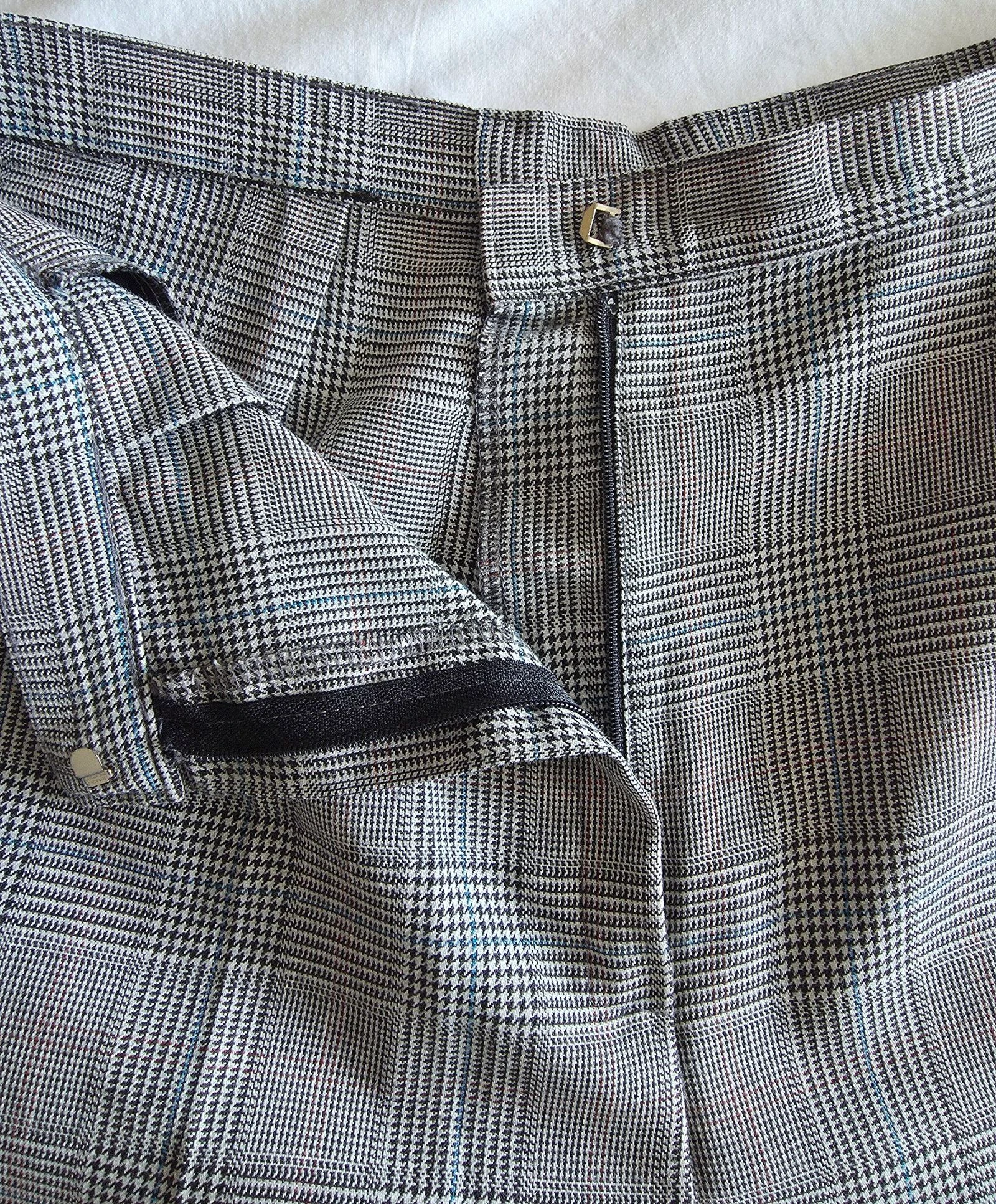 Pantalón de pinzas príncipe de Gales gris talle alto 38 M pantalón tailleur vintage – photo 7